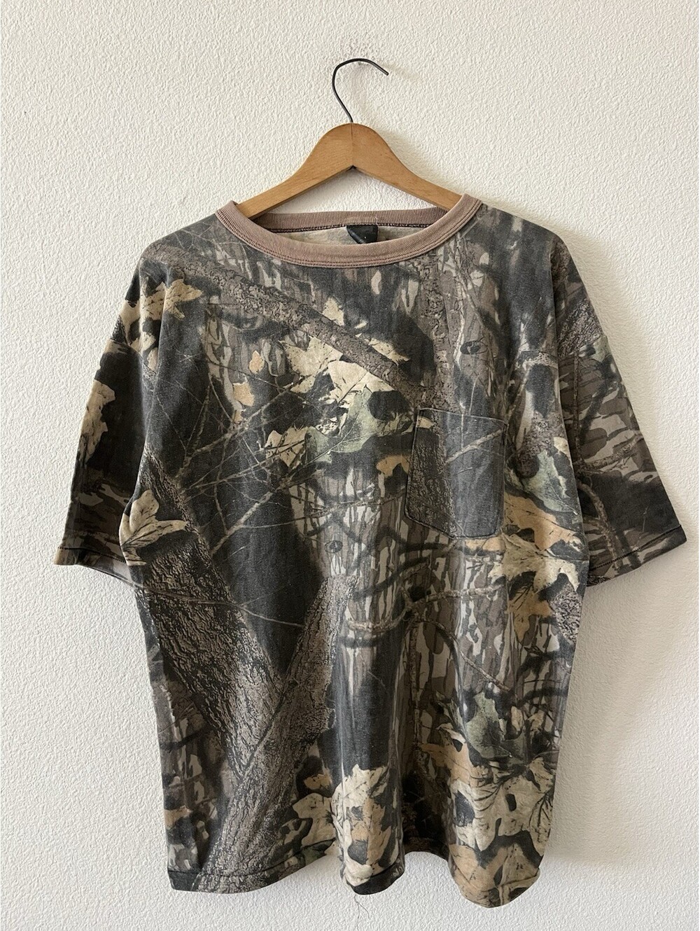 Vintage Ace Sportswear Real Tree Camo Pocket T Shirt XL USA